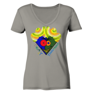 Crazy YoshiHeart - Das verrückte Herz - blau/grün - Ladies V-Neck Shirt